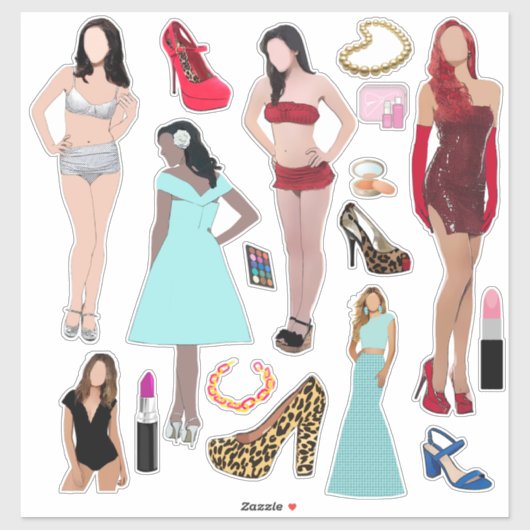 Mode Modellen Schoenen en Make-up Art Sticker (Vel)