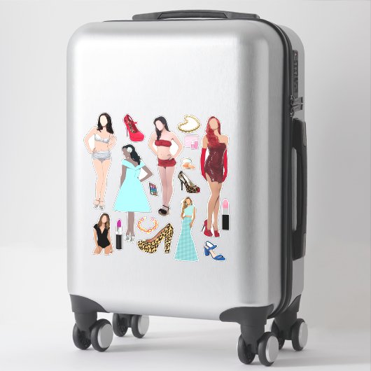 Mode Modellen Schoenen en Make-up Art Sticker (Koffer)