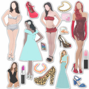 Mode Modellen Schoenen en Make-up Art Sticker