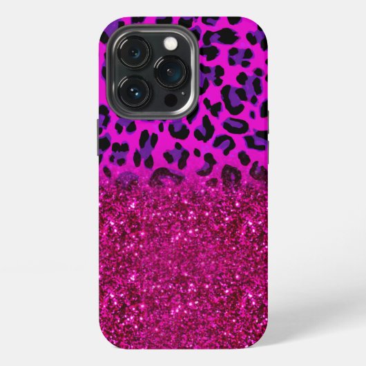 Mode Modern Roze Paarse Glitter Luipaard iPhone Hoesje (Achterkant)