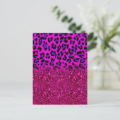 Mode Moderne roze Paarse glitter Leopard Briefkaart (Staand voorkant)