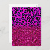 Mode Moderne roze Paarse glitter Leopard Briefkaart (Voorkant / Achterkant)