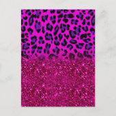 Mode Moderne roze Paarse glitter Leopard Briefkaart (Voorkant)