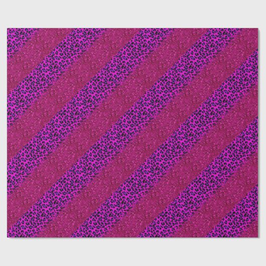 Mode Moderne roze Paarse glitter Leopard Cadeaupapier (Vlak)