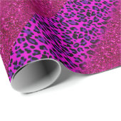 Mode Moderne roze Paarse glitter Leopard Cadeaupapier (Rol Hoek)