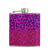 Mode Moderne roze Paarse glitter Leopard Heupfles (Voorkant)