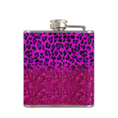 Mode Moderne roze Paarse glitter Leopard Heupfles (Achterkant)