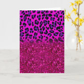 Mode Moderne roze Paarse glitter Leopard Kaart (Gele Bloem)