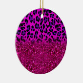 Mode Moderne roze Paarse glitter Leopard Keramisch Ornament (Rechts)