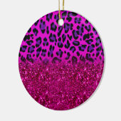 Mode Moderne roze Paarse glitter Leopard Keramisch Ornament (Links)