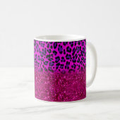 Mode Moderne roze Paarse glitter Leopard Koffiemok (Voorkant rechts)