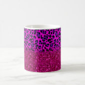 Mode Moderne roze Paarse glitter Leopard Koffiemok (Center)