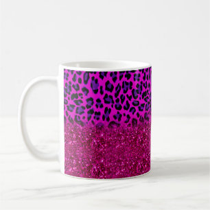 Mode Moderne roze Paarse glitter Leopard Koffiemok