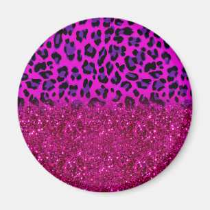 Mode Moderne roze Paarse glitter Leopard Magneet