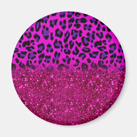 Mode Moderne roze Paarse glitter Leopard Magneet (Voorkant)