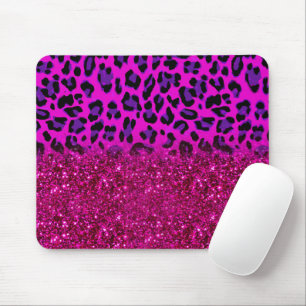 Mode Moderne roze Paarse glitter Leopard Muismat