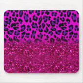 Mode Moderne roze Paarse glitter Leopard Muismat (Voorkant)