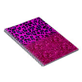 Mode Moderne roze Paarse glitter Leopard Notitieboek (Rechterzijde)