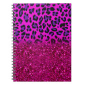 Mode Moderne roze Paarse glitter Leopard Notitieboek (Voorkant)