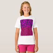 Mode Moderne roze Paarse glitter Leopard T-shirt (Voorkant volledig)