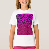 Mode Moderne roze Paarse glitter Leopard T-shirt (Voorkant)