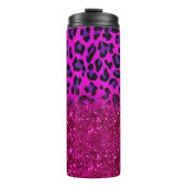 Mode Moderne roze Paarse glitter Leopard Thermosbeker (Voorkant)