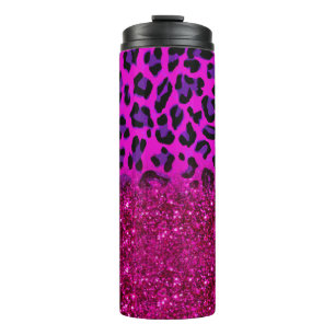 Mode Moderne roze Paarse glitter Leopard Thermosbeker