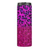 Mode Moderne roze Paarse glitter Leopard Thermosbeker (Achterkant)