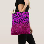 Mode Moderne roze Paarse glitter Leopard Tote Bag (Dichtbij)