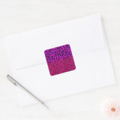 Mode Moderne roze Paarse glitter Leopard Vierkante Sticker (Envelop)