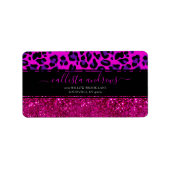 Mode Moderne roze Paarse glitterluipaard. Etiket (Voorkant)
