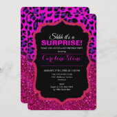 Mode Moderne roze Paarse glitterluipaard. Kaart (Voorkant / Achterkant)