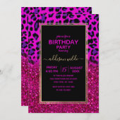 Mode Moderne roze Paarse glitterluipaard. Kaart (Voorkant / Achterkant)