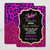 Mode Moderne roze Paarse glitterluipaard. Kaart (Voorkant / Achterkant)