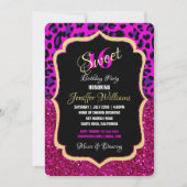 Mode Moderne roze Paarse glitterluipaard. Kaart (Voorkant)