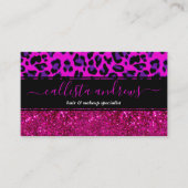 Mode Moderne roze Paarse glitterluipaard. Visitekaartje (Voorkant)