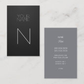 Mode Monogram Black Elegant Visitekaartje (Voorkant / Achterkant)