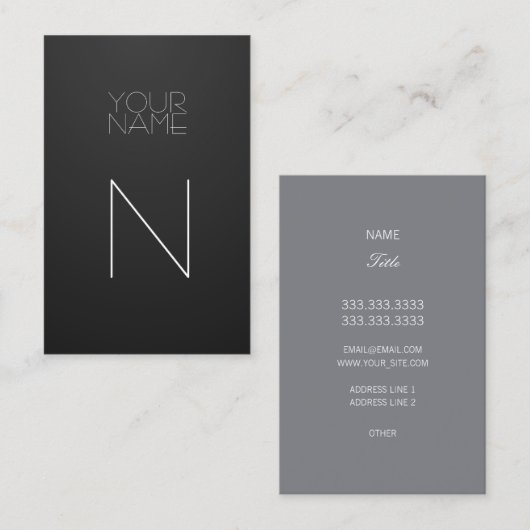 Mode Monogram Black Elegant Visitekaartje (Voorkant / Achterkant)