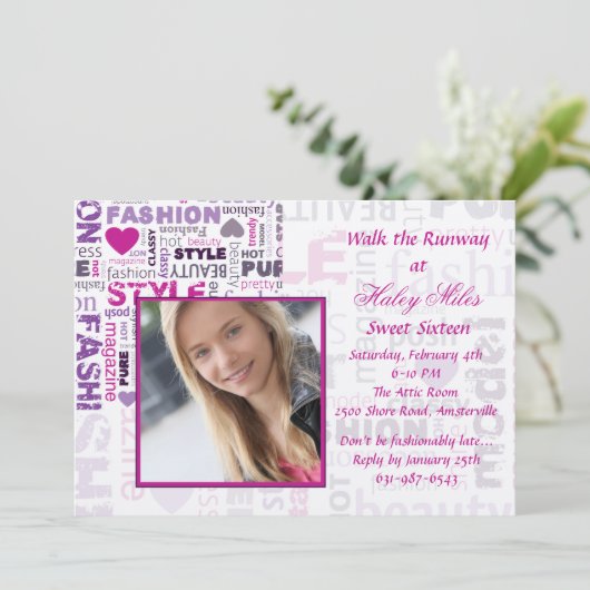 Mode 'n Stijlfotouitnodiging Kaart (Staand voorkant)