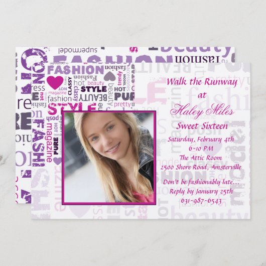 Mode 'n Stijlfotouitnodiging Kaart (Voorkant / Achterkant)