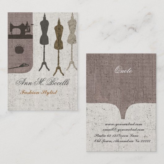 Mode naaigarachine visitekaartje (Voorkant / Achterkant)