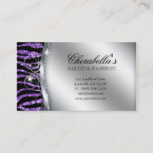 mode Nail Salon Elegant Zebra Glitter Purpl Visitekaartje (Achterkant)