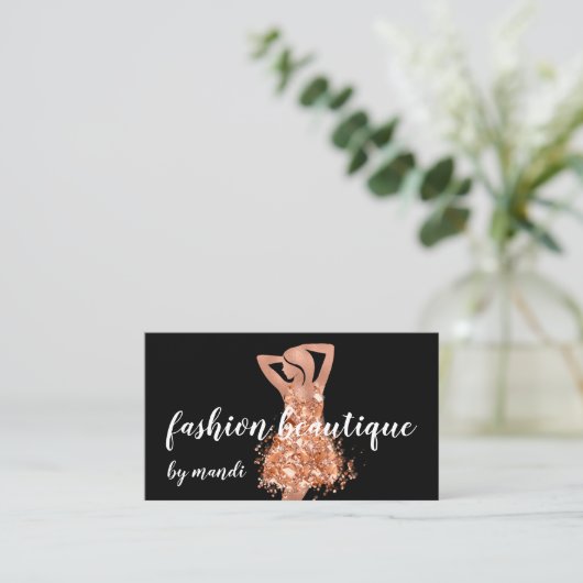 Mode Online Winkelen Logo Koper Roos Dress QRCode Visitekaartje (Staand voorkant)