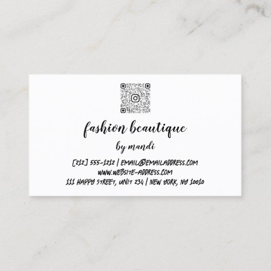 Mode Online winkelen Logo Koperen Roos Dress QR Visitekaartje (Achterkant)