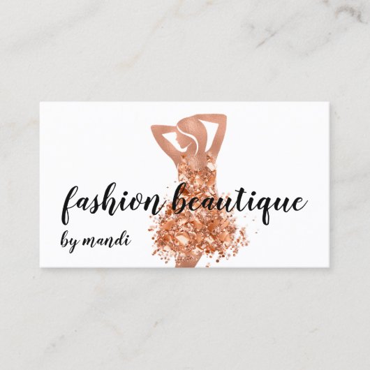 Mode Online winkelen Logo Koperen Roos Dress QR Visitekaartje (Voorkant)