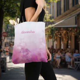 Mode ontmoet functie: Naam roze Marmeren ontwerp Tote Bag