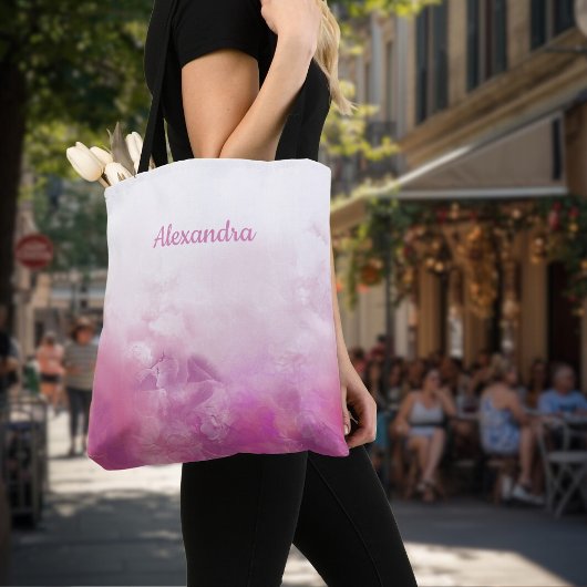 Mode ontmoet functie: Naam roze Marmeren ontwerp Tote Bag