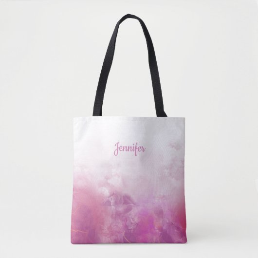 Mode ontmoet functie: Naam roze Marmeren ontwerp Tote Bag (Voorkant)