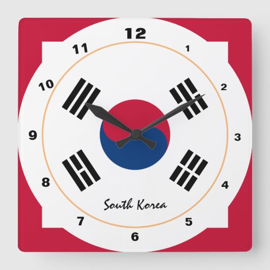 Mode/ontwerp van de vlag van Zuid-Korea en Korea Vierkante Klok (Voorkant)