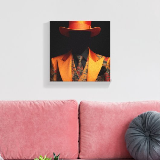 Mode ontwerpen met Sinaasappel Canvas Afdruk (Insitu (Woonkamer))